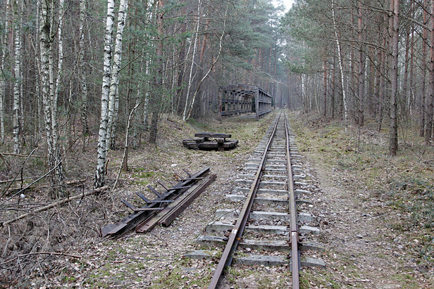 Militärfeldbahn Świnoujście Przytor (km 1,3): Weiche zum Unterstand